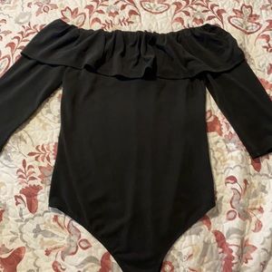 Off-The-Shoulder Black Bodysuit